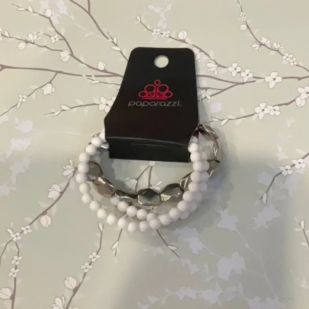 ❄️ Paparazzi | Silver and White Beaded Bracelet Set Boho Beach Vibes